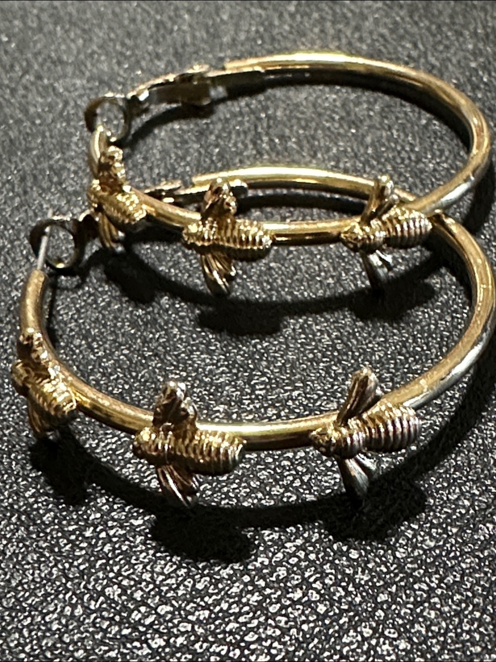 Joan Rivers Triple Honey Bee Gold Tone Hoop Earrings
